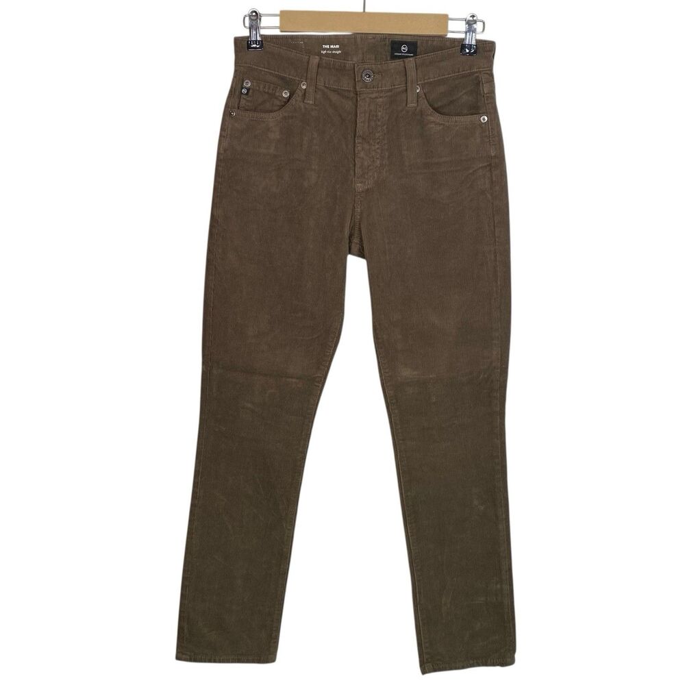AG Adriano Goldschmied Mari Corduroy Pant Womens 27 Brown High Rise Straight NEW